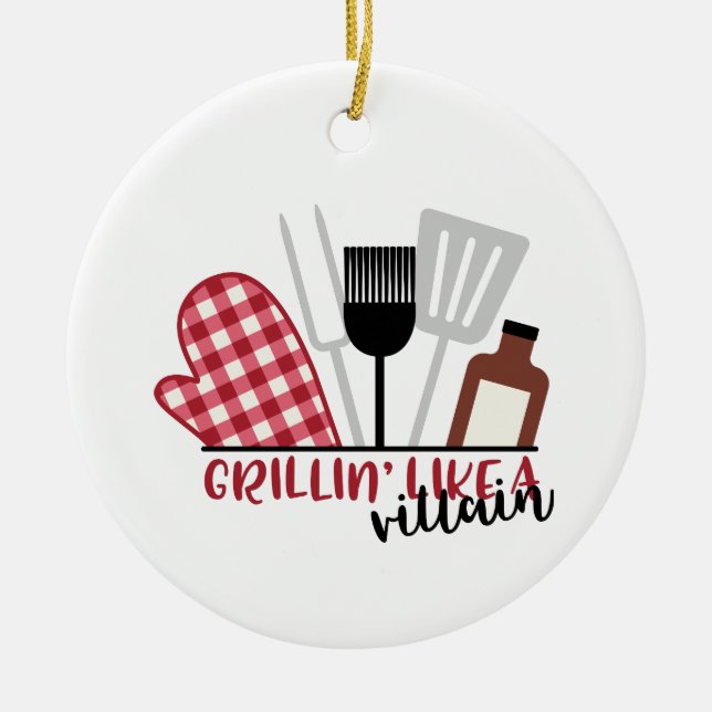 Grilling Like Villan Ceramic Tree Decoration (Front)