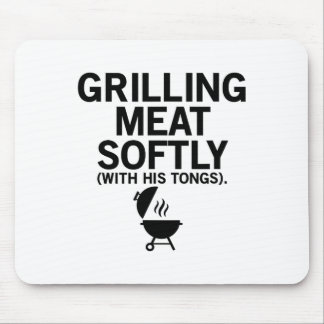 Grilling Meat Softly With His Tongs Funny Bbq Part Mouse Mat