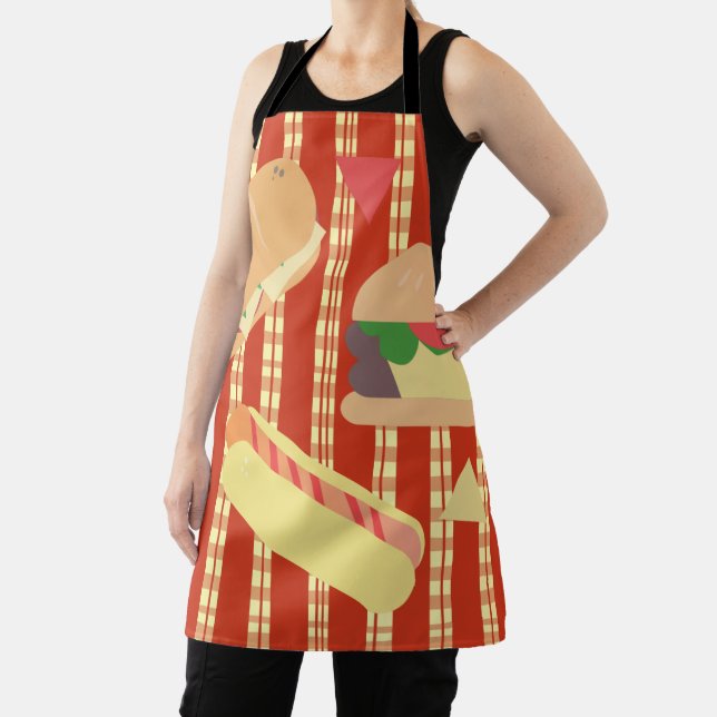 Grilling Party Hamburger Hotdog Sub Birthday Party Apron (Insitu)