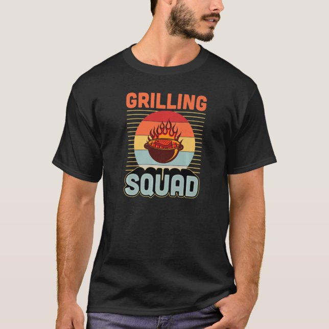 Grilling Squad Matching Grill Master Retro Style T-Shirt (Front)