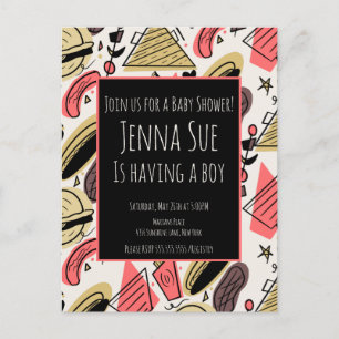 Grilling Summer BBQ Doodles Baby Shower Postcard