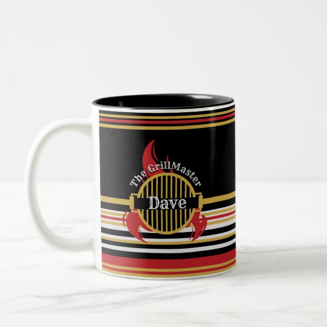 GrillMaster BBQ Bold Stripe  Two-Tone Coffee Mug (Left)