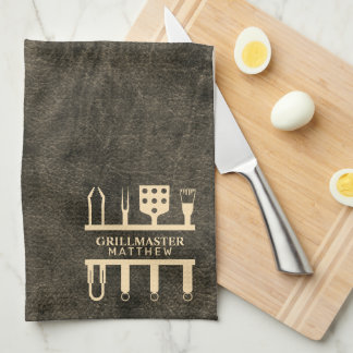 Grillmaster custom name classic barbeque tools tea towel