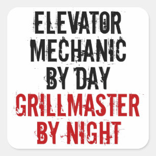 Grillmaster Elevator Mechanic Square Sticker
