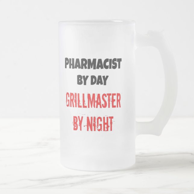 Grillmaster Pharmacist Frosted Glass Beer Mug (Right)
