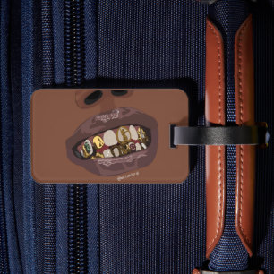 Grillz Aesthetic, Gold Grills (Grillz) teeth art Luggage Tag