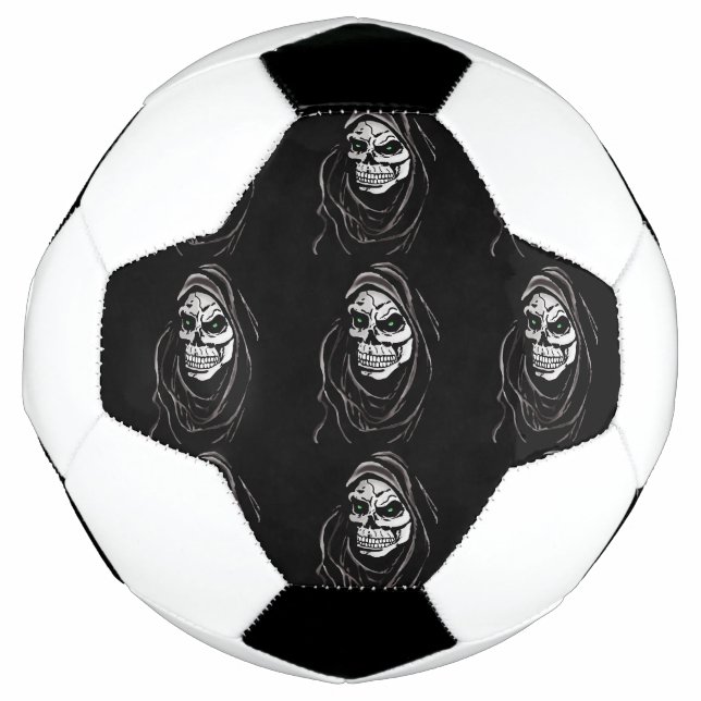 Grim Death reaper Halloween skull design Football (Front)