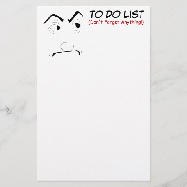Grim Faced To Do List Template Stationery (Front)