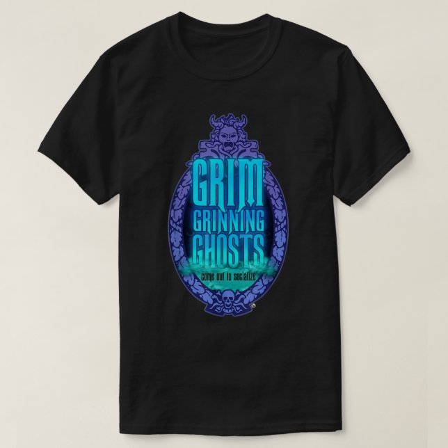 Grim Grinning Ghost Haunted Socialize Tee for Men  (Design Front)