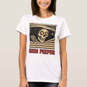 Grim Peeper Funny Skeleton Halloween Pun Tee