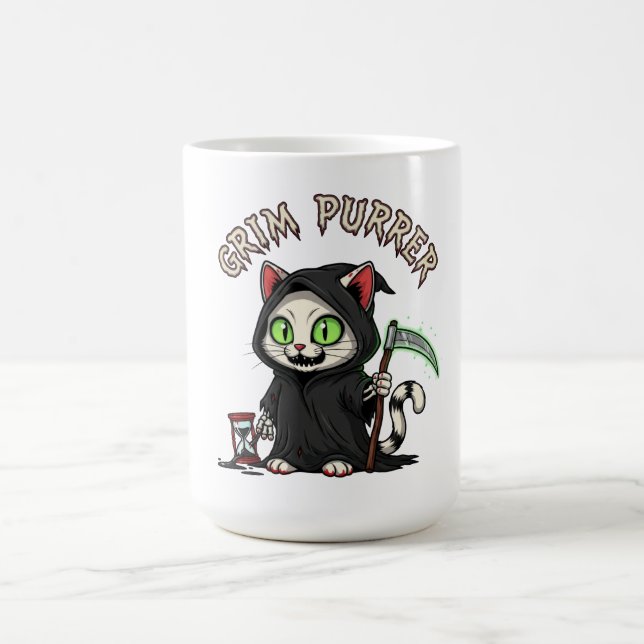 Grim Purrer Halloween Cat Coffee Mug (Center)