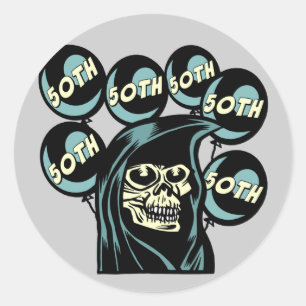 Grim Reaper 50th Birthday Sticker
