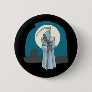 Grim Reaper and Moon 6 Cm Round Badge