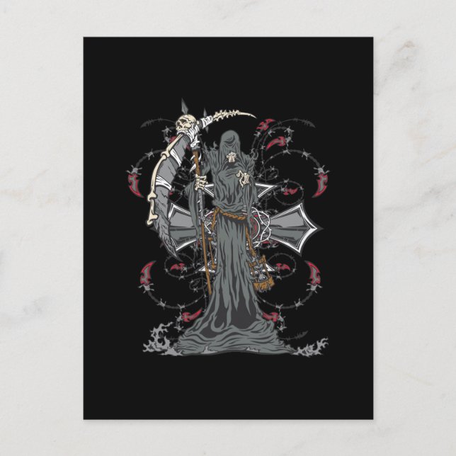 Grim Reaper Awaits Postcard (Front)
