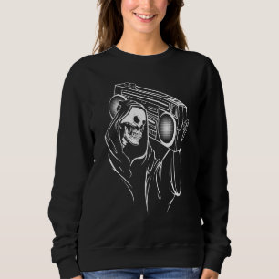 Grim Reaper Beats Skeleton Music Dj Skull Party D Sweatshirt