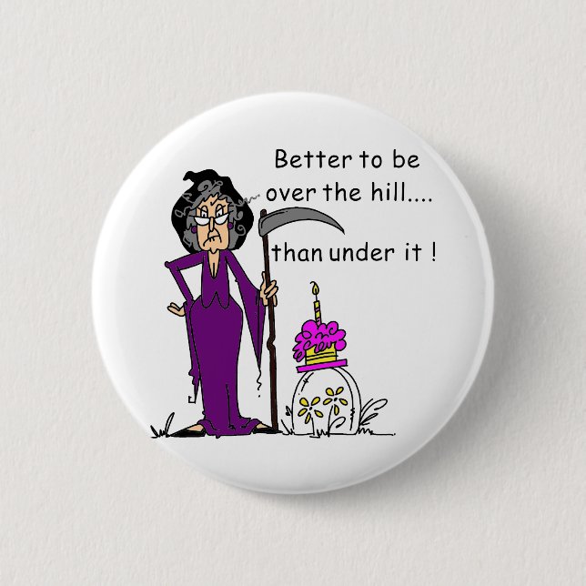 Grim Reaper Birthday Humour 6 Cm Round Badge (Front)