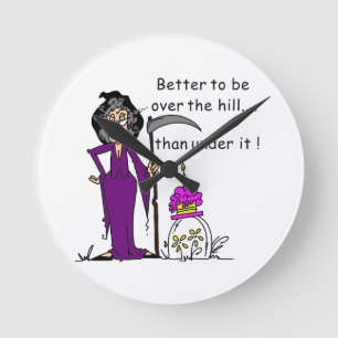 Grim Reaper Birthday Humour Round Clock