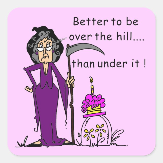 Grim Reaper Birthday Humour Square Sticker (Front)