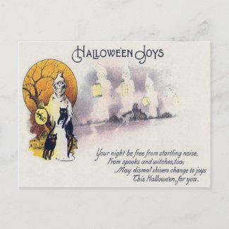 Grim Reaper Black Cat Lantern Full Moon Postcard