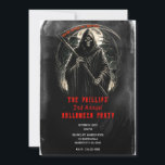Grim Reaper Black Grunge Halloween Costume Party Invitation<br><div class="desc">Customise for any event</div>