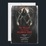 Grim Reaper Black Grunge Halloween Costume Party Invitation<br><div class="desc">Customise for any event</div>