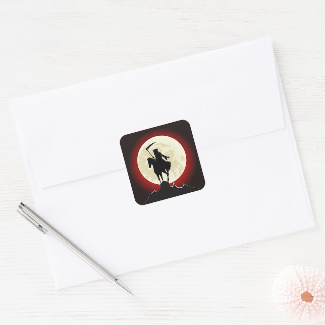Grim Reaper Blood Moon Gothic Square Sticker (Creator Uploaded)