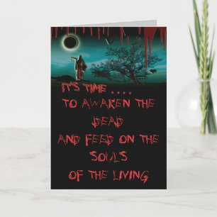 Grim reaper bloody halloween cards