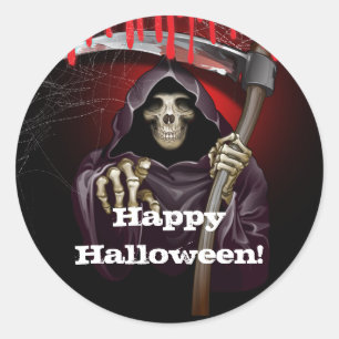 Grim Reaper Bloody Halloween Party Classic Round Sticker