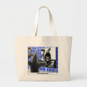 Grim Reaper Brush W/Death Funny Tees Mugs & Gifts Large Tote Bag