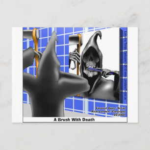 Grim Reaper Brush W/Death Funny Tees Mugs & Gifts Postcard