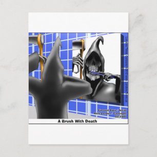 Grim Reaper Brush W/Death Funny Tees Mugs & Gifts Postcard