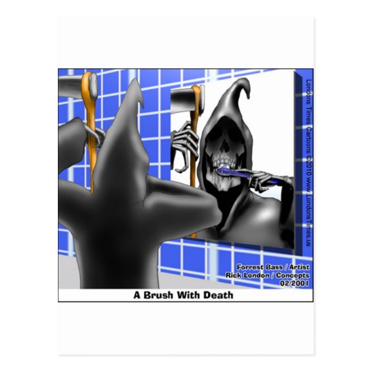 Grim Reaper Brush W/Death Funny Tees Mugs & Gifts Postcard