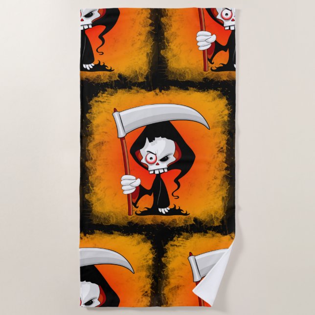 Grim Reaper Cartoon  Beach Towel (Front)