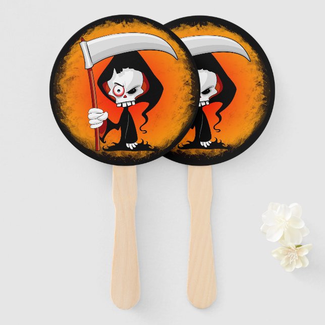 Grim Reaper Cartoon  Hand Fan (Front and Back)