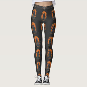 Grim Reaper Cartoon in Sunset Graveyard Leggings