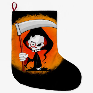 Grim Reaper Cartoon Large Christmas Stocking
