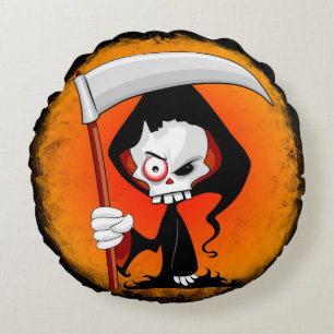 Grim Reaper Cartoon  Round Cushion
