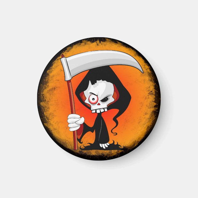 Grim Reaper Cartoon Water Bottle Magnet (Front)
