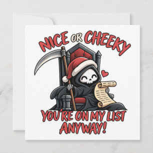 Grim reaper Christmas Santa list humour Invitation