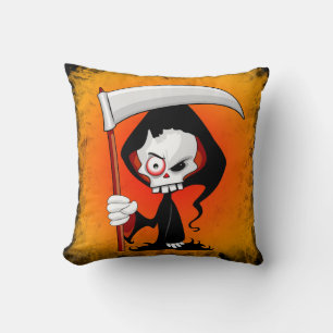 Grim Reaper Creepy Funny Cartoon Cushion