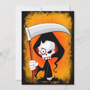 Grim Reaper Creepy Funny Cartoon Invitation