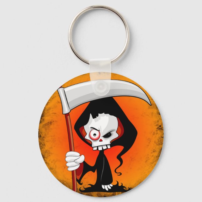 Grim Reaper Creepy Funny Cartoon Key Ring (Front)