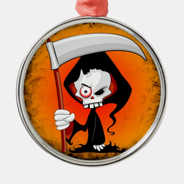 Grim Reaper Creepy Funny Cartoon Metal Tree Decoration (Front)