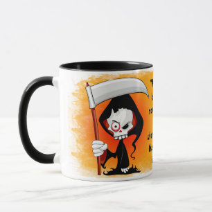 Grim Reaper Creepy Funny Cartoon Mug