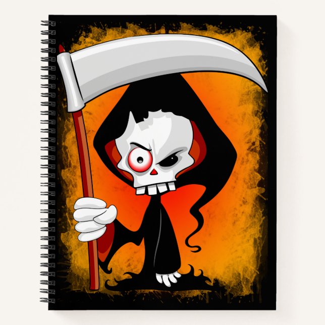 Grim Reaper Creepy Funny Cartoon Notebook (Front)