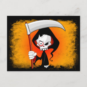Grim Reaper Creepy Funny Cartoon Postcard