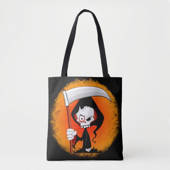 Grim Reaper Creepy Funny Cartoon Tote Bag (Front)