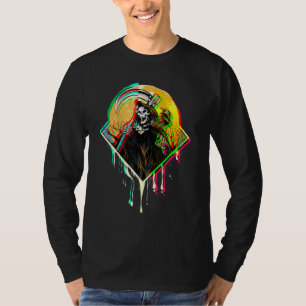 Grim Reaper Crow Angel Of Death Occult Vaporwave R T-Shirt