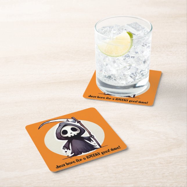 Grim Reaper - Custom Square Paper Coaster (Insitu)