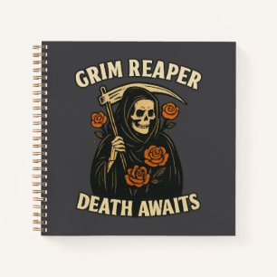Grim Reaper Death Awaits Gothic Halloween Notebook
